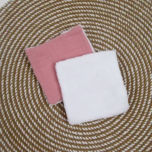 Lingettes éponge bambou – Bois de rose Double Gaze