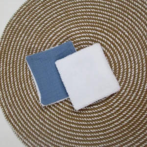 Lingettes éponge bambou – Bleu Jean Double Gaze