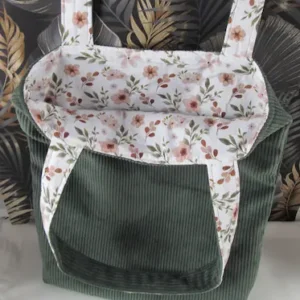 Tote Bag velours Sienna – Kaki/Zoé