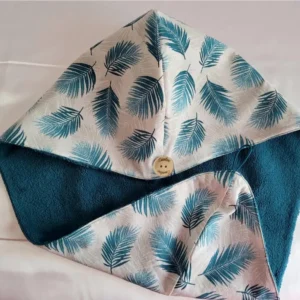 Serviettes/Turbans pour cheveux – Palmes bleu canard